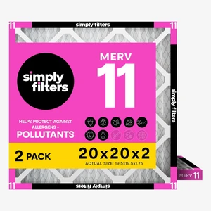20x20x2 Air Filter, MERV 11, 2 Pack, Furnace Air Filter for HVAC (Actual Size: 19.5"x19.5"x0.75") DUST, Pet & Allergy Control 20x20x2 Air Filter, MERV 11, 2 Pack, Furnace Air Filter for HVAC (Actual Size: 19.5"x19.5"x0.75") DUST, Pet & Allergy Control
