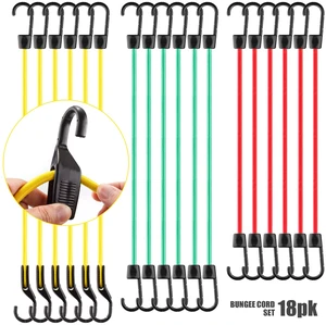 18-Piece Adjustable Bungee Cord Assortment with Hooks 6PK Each in 18, 24 and 32 in Lengths, Color-Coded Red, Green and Yellow for Vehicles, Cargo, Camping and Storage 18-Piece Adjustable Bungee Cord Assortment with Hooks 6PK Each in 18, 24 and 32 in Lengths, Color-Coded Red, Green and Yellow for Vehicles, Cargo, Camping and Storage
