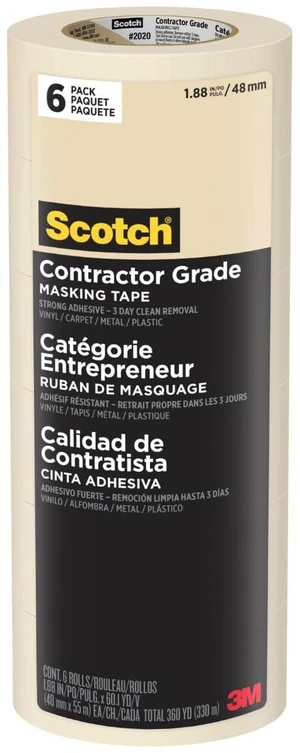 Painter's Tape Contractor Grade Masking Tape, 6 Rolls, 1.88 in x 60.1 yd, Holds to Surfaces For Up to 3 days, Removes Easily Without Leaving Sticky Residue, Interior & Exterior Use (2020-48TP6) Painter's Tape Contractor Grade Masking Tape, 6 Rolls, 1.88 in x 60.1 yd, Holds to Surfaces For Up to 3 days, Removes Easily Without Leaving Sticky Residue, Interior & Exterior Use (2020-48TP6)