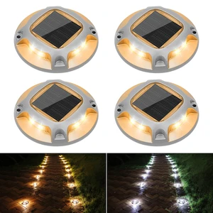 Solar Driveway Marker Lights Dock Marine Led Deck Outdoor 4 Pack 2 Colors in 1,Solar Powered Waterproof Warning Step Lights for Pathway Garden Sidewalk(White/Warm White) Solar Driveway Marker Lights Dock Marine Led Deck Outdoor 4 Pack 2 Colors in 1,Solar Powered Waterproof Warning Step Lights for Pathway Garden Sidewalk(White/Warm White)