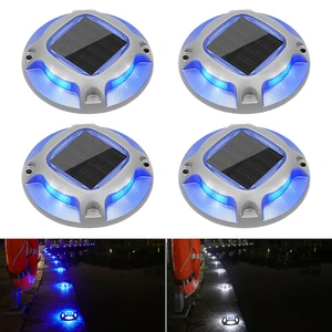 Solar Driveway Marker Lights Dock Marine Led Deck Outdoor 4 Pack 2 Colors in 1,Solar Powered Waterproof Warning Step Lights for Pathway Garden Sidewalk Walkway (Blue/White) Solar Driveway Marker Lights Dock Marine Led Deck Outdoor 4 Pack 2 Colors in 1,Solar Powered Waterproof Warning Step Lights for Pathway Garden Sidewalk Walkway (Blue/White)