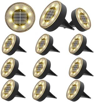 Joomer 12 Pack 3.4inch Solar Ground Lights Outdoor Waterproof, Warm White | 8LED Solar Powered Garden Lights Disc Landscape Pathway Lights for Patio Lawn Yard Driveway Walkway Joomer 12 Pack 3.4inch Solar Ground Lights Outdoor Waterproof, Warm White | 8LED Solar Powered Garden Lights Disc Landscape Pathway Lights for Patio Lawn Yard Driveway Walkway