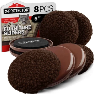 Furniture Sliders - 4+4 Set 5, Multi-Surface, Brown Sliders for Carpet & Hard Floors - 4 Furniture Movers for Carpeted Floors and 4 Hardwood Socks - Move Furniture Easily! Furniture Sliders - 4+4 Set 5, Multi-Surface, Brown Sliders for Carpet & Hard Floors - 4 Furniture Movers for Carpeted Floors and 4 Hardwood Socks - Move Furniture Easily!