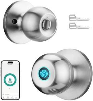 Fingerprint Door Lock, Smart Door Knob with Lock, Biometric Door Lock Keyless Door Locks for Bedrooms, Front Door, Home, Finger Print Door Knobs Satin Nickel, 1 Pack Fingerprint Door Lock, Smart Door Knob with Lock, Biometric Door Lock Keyless Door Locks for Bedrooms, Front Door, Home, Finger Print Door Knobs Satin Nickel, 1 Pack