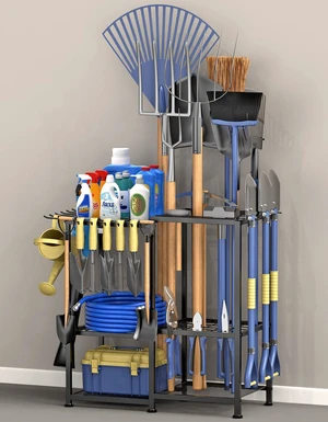 Garden Tool Organizer, Metal Yard Tool Organizer,Holds 70 Long-Handled Tools/Rakes/Brooms,Side Garden Pocket,Heavy Duty Steel Yard Tool Storage Rack for Garage,Shed, Outdoor(Black-Large) Garden Tool Organizer, Metal Yard Tool Organizer,Holds 70 Long-Handled Tools/Rakes/Brooms,Side Garden Pocket,Heavy Duty Steel Yard Tool Storage Rack for Garage,Shed, Outdoor(Black-Large)