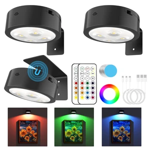 3 Pack Picture Lights for Wall, 13 RGB Color Rechargeable Battery Operated wall lights, Picture Frame lights with 3 Lighting Modes, Wireless Magnetic Painting Light with Remote Control Timer, (Black) 3 Pack Picture Lights for Wall, 13 RGB Color Rechargeable Battery Operated wall lights, Picture Frame lights with 3 Lighting Modes, Wireless Magnetic Painting Light with Remote Control Timer, (Black)
