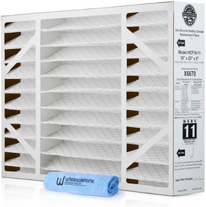 Lennox X6670 16x25x5 Air Filter MERV 11 HVAC AC Furnace Filters, Lennox Filter for Home with Cleaning Cloth, (Actual Size: 15.75 x 24.75 x 4.38 Inches) Lennox X6670 16x25x5 Air Filter MERV 11 HVAC AC Furnace Filters, Lennox Filter for Home with Cleaning Cloth, (Actual Size: 15.75 x 24.75 x 4.38 Inches)