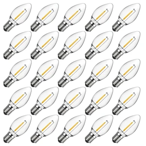 25 Pack C7 LED Night Light Bulbs, E12 Candelabra Base, Warm White Shatterproof LED Small Replacement Bulbs for Window Candles & Chandeliers, 0.6 Watt Equivalent to 7Watt Incandescent Bulb 25 Pack C7 LED Night Light Bulbs, E12 Candelabra Base, Warm White Shatterproof LED Small Replacement Bulbs for Window Candles & Chandeliers, 0.6 Watt Equivalent to 7Watt Incandescent Bulb