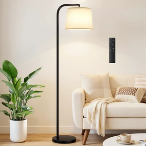 Remote-Controlled Floor Lamp - Color Temperature Adjustable and Fully Dimmable, Standing Lamp for Living Room with Rotating Head, Tall Lamp for Bedroom, 9W Bulb Included (Black and Beige) Remote-Controlled Floor Lamp - Color Temperature Adjustable and Fully Dimmable, Standing Lamp for Living Room with Rotating Head, Tall Lamp for Bedroom, 9W Bulb Included (Black and Beige)