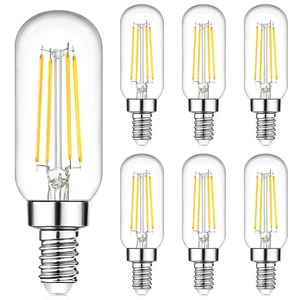 E12 LED Light Bulbs 40 Watt Equivalent, 4W Candelabra Dimmable Edison Bulbs, 5000K Daylight White T6 LED Bulbs for Chandelier Ceiling Fan Light 400LM, Vintage T25 Tubular Small Filament Bulbs, 6 Packs E12 LED Light Bulbs 40 Watt Equivalent, 4W Candelabra Dimmable Edison Bulbs, 5000K Daylight White T6 LED Bulbs for Chandelier Ceiling Fan Light 400LM, Vintage T25 Tubular Small Filament Bulbs, 6 Packs