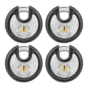 Disc Padlocks with Key for Storage Unit,Rubber Bumper,4P Keyed Alike 3/8" Hardened Steel Shackle. 2-3/4" Stainless Steel Body. Heavy Duty Keyed Pad Lock for Gym Locker,Garage,Shed,Fence.Same Key Disc Padlocks with Key for Storage Unit,Rubber Bumper,4P Keyed Alike 3/8" Hardened Steel Shackle. 2-3/4" Stainless Steel Body. Heavy Duty Keyed Pad Lock for Gym Locker,Garage,Shed,Fence.Same Key