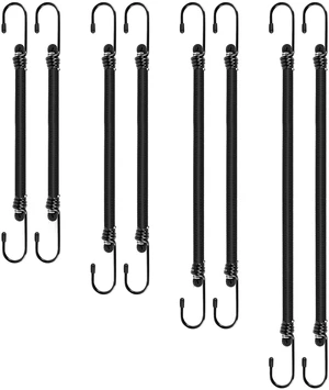 Heavy Duty Bungee Cords with Hooks, 8Pcs Multi-Size Bungee Cords (12/18/24/36Inch), 1/3Inch Thick, No Odour, Max Load 40kg for Camping, Luggage, Tents, Bikes Heavy Duty Bungee Cords with Hooks, 8Pcs Multi-Size Bungee Cords (12/18/24/36Inch), 1/3Inch Thick, No Odour, Max Load 40kg for Camping, Luggage, Tents, Bikes