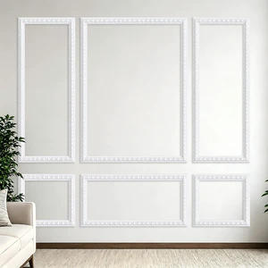 Peel and Stick Wall Molding Kit, Premade Accent Wainscoting Panels,24x60in 3 Set,Pattern,Self Adhesive,Paintable,PVC,Pre-Cut Peel and Stick Wall Molding Kit, Premade Accent Wainscoting Panels,24x60in 3 Set,Pattern,Self Adhesive,Paintable,PVC,Pre-Cut