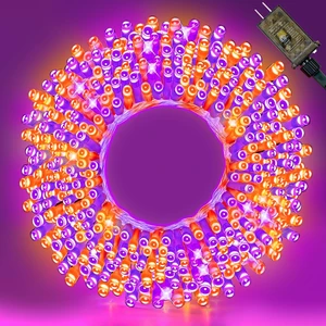 100FT Purple and Orange Halloween String Lights Clear Wire LED Mini Lights, 8 Modes, Timer, Plug-in Indoor Outdoor Decor for Tree, Porch, Fence, Yard and Fall 100FT Purple and Orange Halloween String Lights Clear Wire LED Mini Lights, 8 Modes, Timer, Plug-in Indoor Outdoor Decor for Tree, Porch, Fence, Yard and Fall