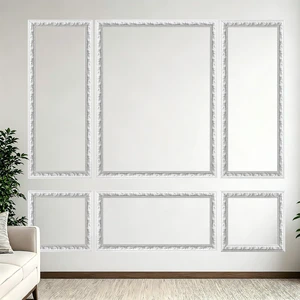 Peel and Stick Wall Molding Kit, Premade Accent Wainscoting Panels,24x60in 3 Set,Pattern,Self Adhesive,Paintable,PVC,Pre-Cut Peel and Stick Wall Molding Kit, Premade Accent Wainscoting Panels,24x60in 3 Set,Pattern,Self Adhesive,Paintable,PVC,Pre-Cut
