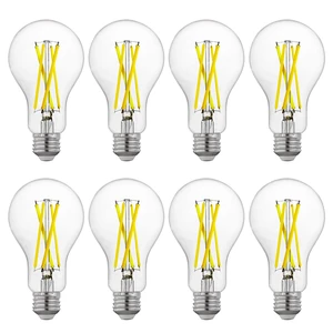 100W Eqv Dimmable A21 LED Bulbs, 1600LM, 5000K Daylight, E26, 8 Pack 12W, CRI90, clear glass, instant on, no flicker, for table lamps, kitchen, bathroom, garage 100W Eqv Dimmable A21 LED Bulbs, 1600LM, 5000K Daylight, E26, 8 Pack 12W, CRI90, clear glass, instant on, no flicker, for table lamps, kitchen, bathroom, garage