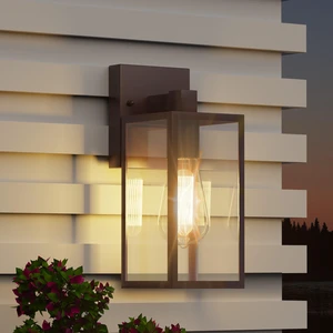 Outdoor Front Porch Light Wall Mount, Exterior Lighting Fixtures 10.65inch, Anti-Rust Metal Frame, Tempered Glass, E26 Base, Waterproof, Easy Install, Wall Sconce for Patio, Garage, Entryway Outdoor Front Porch Light Wall Mount, Exterior Lighting Fixtures 10.65inch, Anti-Rust Metal Frame, Tempered Glass, E26 Base, Waterproof, Easy Install, Wall Sconce for Patio, Garage, Entryway
