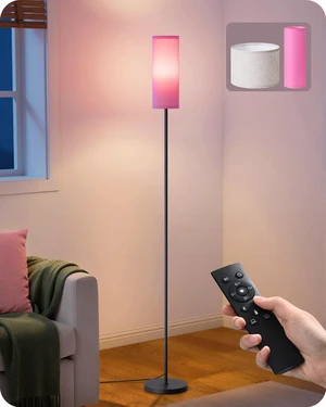 2 Lampshades Modern Floor Lamps for Living Room Pink 63.7", Remote Control, Foot Switch, 2700-6000K Dimmable, 9W Bulb Included, Minimalist Standing Lamp for Bedroom, Office 2 Lampshades Modern Floor Lamps for Living Room Pink 63.7", Remote Control, Foot Switch, 2700-6000K Dimmable, 9W Bulb Included, Minimalist Standing Lamp for Bedroom, Office