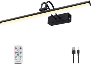 Art Light,5000mAh Cordless Picture Light,20" Gallery Light,Black Rechargeable Photo Lights,Remote Timer and Dimmer Wall Sconces for Painting,Display,Frame,Room Decor Art Light,5000mAh Cordless Picture Light,20" Gallery Light,Black Rechargeable Photo Lights,Remote Timer and Dimmer Wall Sconces for Painting,Display,Frame,Room Decor