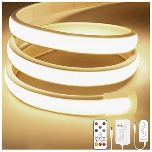 COB LED Strip Lights, Natural White Dimmable with Remote, 32.8ft Self-Adhesive, Waterproof, Cuttable, 24V, Flexible, Silicone, 4000K, Neon Tape for Bedroom, Kitchen, Cabinet, TV 10 mm Width COB LED Strip Lights, Natural White Dimmable with Remote, 32.8ft Self-Adhesive, Waterproof, Cuttable, 24V, Flexible, Silicone, 4000K, Neon Tape for Bedroom, Kitchen, Cabinet, TV 10 mm Width