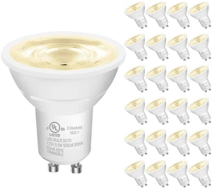 GU10 LED Light Bulbs, Dimmable GU10 Bulb Replacement for Track Lighting, 5.5w Equivalent 50W, 500 LM Soft White 3000K, MR16 LED Bulb for Kitchen, Range Hood, Living Room, 24 Pack GU10 LED Light Bulbs, Dimmable GU10 Bulb Replacement for Track Lighting, 5.5w Equivalent 50W, 500 LM Soft White 3000K, MR16 LED Bulb for Kitchen, Range Hood, Living Room, 24 Pack