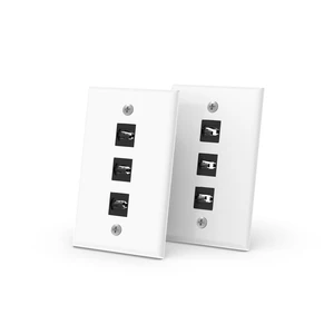 MPO Fiber Keystone Wall Plate, Single Gang 3-Port Panel, 2-Pack Designed for MPO Fiber Cable Installation, Enables Clean In-Wall Routing for Detachable Fiber Systems MPO Fiber Keystone Wall Plate, Single Gang 3-Port Panel, 2-Pack Designed for MPO Fiber Cable Installation, Enables Clean In-Wall Routing for Detachable Fiber Systems