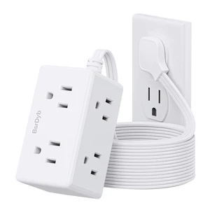 10Ft Flat Plug Small Power Strip,3-Side White Extension Cord with 6 Wide Outlets Extender,No Surge Protector,Cruise Ship Essentials,Multi Plug for College Dorm Home Office Travel,Wall Mount,ETL Listed 10Ft Flat Plug Small Power Strip,3-Side White Extension Cord with 6 Wide Outlets Extender,No Surge Protector,Cruise Ship Essentials,Multi Plug for College Dorm Home Office Travel,Wall Mount,ETL Listed