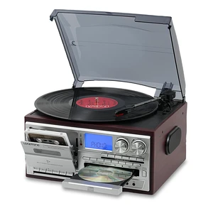 Vinyl Record Player 10 in 1 3 Speed Bluetooth Vintage Turntable CD Cassette Player AM/FM Radio USB Recorder Aux-in RCA Line-Out (Red-Silver) Vinyl Record Player 10 in 1 3 Speed Bluetooth Vintage Turntable CD Cassette Player AM/FM Radio USB Recorder Aux-in RCA Line-Out (Red-Silver)