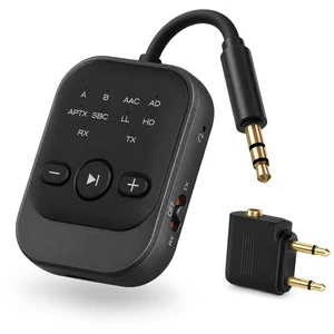 Bluetooth Transmitter Receiver, Airplane Bluetooth Adapter for TV (Black) Bluetooth 5.3 Airplane Travel Essentials 2-in-1 Wireless Bluetooth Adapter Dual Link for Headphones Low Latency with Mic Bluetooth Transmitter Receiver, Airplane Bluetooth Adapter for TV (Black) Bluetooth 5.3 Airplane Travel Essentials 2-in-1 Wireless Bluetooth Adapter Dual Link for Headphones Low Latency with Mic