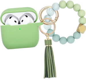Compatible with AirPods 4 Case Cover, Soft Silicone Protective Cover with Bracelet Keychain, Compatible with Apple AirPods 4th Generation Wireless Earbuds (Light Green) Compatible with AirPods 4 Case Cover, Soft Silicone Protective Cover with Bracelet Keychain, Compatible with Apple AirPods 4th Generation Wireless Earbuds (Light Green)