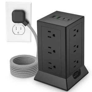 Power Strip Tower with Multiple Outlets 16.5 Ft Extension Cord Flat Plug with 12 AC Outlets 4 USB Ports (2 USB C), Power Tower Surge Protector with Individual Switches for Home Office Dorm Room, Black Power Strip Tower with Multiple Outlets 16.5 Ft Extension Cord Flat Plug with 12 AC Outlets 4 USB Ports (2 USB C), Power Tower Surge Protector with Individual Switches for Home Office Dorm Room, Black