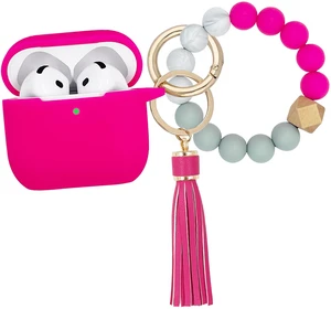 Compatible with AirPods 4 Case Cover, Soft Silicone Protective Cover with Bracelet Keychain, Compatible with Apple AirPods 4th Generation Wireless Earbuds (Hot Pink) Compatible with AirPods 4 Case Cover, Soft Silicone Protective Cover with Bracelet Keychain, Compatible with Apple AirPods 4th Generation Wireless Earbuds (Hot Pink)