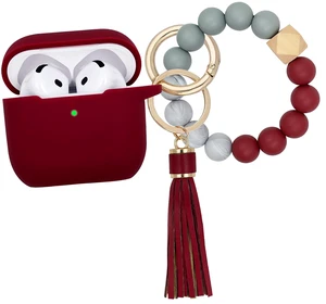 Compatible with AirPods 4 Case Cover, Soft Silicone Protective Cover with Bracelet Keychain, Compatible with Apple AirPods 4th Generation Wireless Earbuds (Burgundy) Compatible with AirPods 4 Case Cover, Soft Silicone Protective Cover with Bracelet Keychain, Compatible with Apple AirPods 4th Generation Wireless Earbuds (Burgundy)
