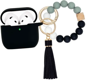 Compatible with AirPods 4 Case Cover, Soft Silicone Protective Cover with Bracelet Keychain, Compatible with Apple AirPods 4th Generation Wireless Earbuds (Black) Compatible with AirPods 4 Case Cover, Soft Silicone Protective Cover with Bracelet Keychain, Compatible with Apple AirPods 4th Generation Wireless Earbuds (Black)