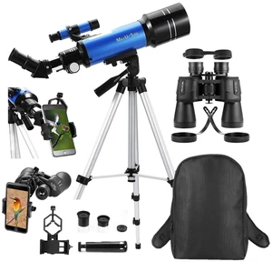 Travel Telescope with Backpack - 70mm Refractor Telescope & 10X50 HD Binoculars Bak4 Prism FMC Lens for Moon Viewing Bird Watching Sightseeing Travel Telescope with Backpack - 70mm Refractor Telescope & 10X50 HD Binoculars Bak4 Prism FMC Lens for Moon Viewing Bird Watching Sightseeing
