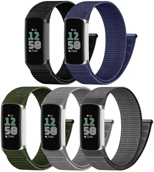 5 Pack Sport Loop Nylon Compatible with Fitbit Charge 6/Fitbit Charge 5 Bands, Soft Nylon Breathable Washable Replacement Wristband for Charge 6/Charge 5 Men Woman 5 Pack Sport Loop Nylon Compatible with Fitbit Charge 6/Fitbit Charge 5 Bands, Soft Nylon Breathable Washable Replacement Wristband for Charge 6/Charge 5 Men Woman
