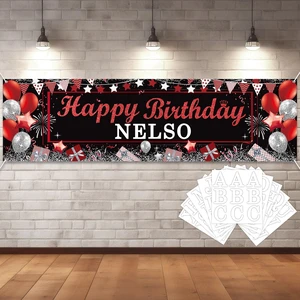 Personalized Birthday Banner Happy Birthday Party Decorations Custom DIY Black Red Birthday Party Backdrop with Name Alphabet Letter Sticker Happy Birthday Sign Party Supplies for Men Women Personalized Birthday Banner Happy Birthday Party Decorations Custom DIY Black Red Birthday Party Backdrop with Name Alphabet Letter Sticker Happy Birthday Sign Party Supplies for Men Women