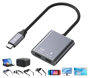 USB-C to AR Glasses Charging Adapter, 8K@60Hz Charge and Play Hub with 100W PD Fast Charging, Compatible with Switch 1, Steam Deck, ROG Ally X, XREAL Air 2, Rokid, Viture, iPhone 17/16 USB-C to AR Glasses Charging Adapter, 8K@60Hz Charge and Play Hub with 100W PD Fast Charging, Compatible with Switch 1, Steam Deck, ROG Ally X, XREAL Air 2, Rokid, Viture, iPhone 17/16