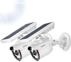 Solar Powered Outdoor Wireless Simulated Cameras Fake Camera, 2Pack Wire Free Motion Sensor Brightest Floodlights Spot Lighting Spotlight Defiant Activated Detector Solar Powered Outdoor Wireless Simulated Cameras Fake Camera, 2Pack Wire Free Motion Sensor Brightest Floodlights Spot Lighting Spotlight Defiant Activated Detector