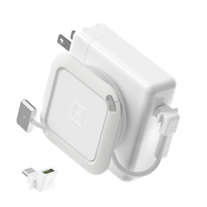 Reel The Side Kick Collapsible Charger Organizer With USB-C Right Angle Adapter Compatible with MacBook and PC charging cords and adapter cable management best computer winder (White w/Adapter) Reel The Side Kick Collapsible Charger Organizer With USB-C Right Angle Adapter Compatible with MacBook and PC charging cords and adapter cable management best computer winder (White w/Adapter)