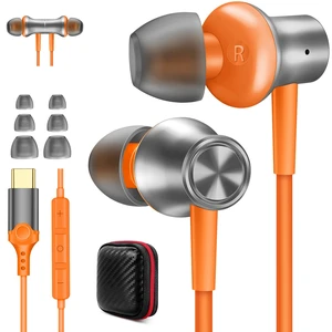 USB C Earbuds for iPhone 18 Pro Type C Headphones with Mic Orange USB C In Ear Magnetic Headphone Stereo Remote Control Corded Type C Earphones for iPhone Duo Galaxy S26 FE S25 for iPad Pro USB C Earbuds for iPhone 18 Pro Type C Headphones with Mic Orange USB C In Ear Magnetic Headphone Stereo Remote Control Corded Type C Earphones for iPhone Duo Galaxy S26 FE S25 for iPad Pro
