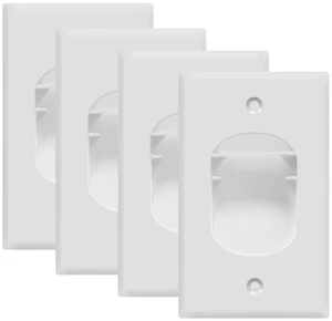 Recessed Low Voltage Cable Wall Plate for Home Theaters, Size 1-Gang 4.50" x 2.75", Polycarbonate Thermoplastic, TG8881-4PCS, White (4 Pack) Recessed Low Voltage Cable Wall Plate for Home Theaters, Size 1-Gang 4.50" x 2.75", Polycarbonate Thermoplastic, TG8881-4PCS, White (4 Pack)