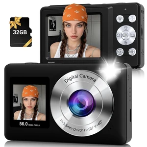 Digital Camera, 56MP Point and Shoot Camera with 32GB Card for Kids Teens Compact Digital Camera 16X Zoom Anti-Shake & 20 Filters Dual-Screen Selfie Camera for gift Digital Camera, 56MP Point and Shoot Camera with 32GB Card for Kids Teens Compact Digital Camera 16X Zoom Anti-Shake & 20 Filters Dual-Screen Selfie Camera for gift