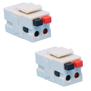 2 Pack Spring Loaded Speaker Keystone Jack, Female to Female Spring Loaded Speaker Keystone Jack for Home Theater Wall Plates, Female to Female Audio Connector, White, 2 Pack 2 Pack Spring Loaded Speaker Keystone Jack, Female to Female Spring Loaded Speaker Keystone Jack for Home Theater Wall Plates, Female to Female Audio Connector, White, 2 Pack