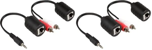 Stereo DC3.5mm Stereo and RCA Red White Audio Signal Balun Over Cat5/6 Cable (Pack of 2) Stereo DC3.5mm Stereo and RCA Red White Audio Signal Balun Over Cat5/6 Cable (Pack of 2)