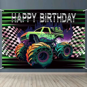 Monster Truck Happy Birthday Banner Race Car Birthday Backdrop 8x6ft Monster Truck Birthday Decorations Boys Jam Grave Digger Party Decor Supplies Green Purple Race Car Photography Background Monster Truck Happy Birthday Banner Race Car Birthday Backdrop 8x6ft Monster Truck Birthday Decorations Boys Jam Grave Digger Party Decor Supplies Green Purple Race Car Photography Background