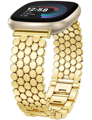 Metal Bands Compatible with Fitbit Sense 2/Versa 4/Versa 3/Sense Bands Women, Dressy Stainless Steel Chain Honeycomb Designer Luxury Chic Link Bracelet Wristband Replacement Strap for Versa 4 Metal Bands Compatible with Fitbit Sense 2/Versa 4/Versa 3/Sense Bands Women, Dressy Stainless Steel Chain Honeycomb Designer Luxury Chic Link Bracelet Wristband Replacement Strap for Versa 4