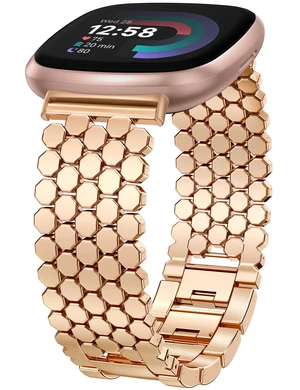 Metal Bands Compatible with Fitbit Sense 2/Versa 4/Versa 3/Sense Bands Women, Dressy Stainless Steel Chain Honeycomb Designer Luxury Chic Link Bracelet Wristband Replacement Strap for Versa 4 Metal Bands Compatible with Fitbit Sense 2/Versa 4/Versa 3/Sense Bands Women, Dressy Stainless Steel Chain Honeycomb Designer Luxury Chic Link Bracelet Wristband Replacement Strap for Versa 4