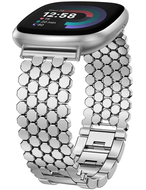 Metal Bands Compatible with Fitbit Sense 2/Versa 4/Versa 3/Sense Bands Women, Dressy Stainless Steel Chain Honeycomb Designer Luxury Chic Link Bracelet Wristband Replacement Strap for Versa 4 Metal Bands Compatible with Fitbit Sense 2/Versa 4/Versa 3/Sense Bands Women, Dressy Stainless Steel Chain Honeycomb Designer Luxury Chic Link Bracelet Wristband Replacement Strap for Versa 4