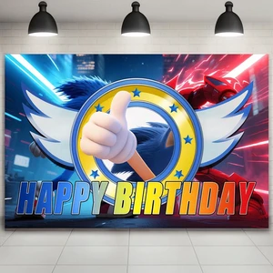 Happy Birthday Backdrop Banner Party Supplies for Blue Hedgehog Dog Birthday Decorations Wall Decor Happy Birthday Backdrop Banner Party Supplies for Blue Hedgehog Dog Birthday Decorations Wall Decor